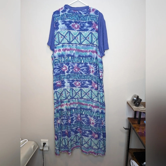 Vintage Two Piece Purple V Neck Maxi Dress Chain Back Colourful Maxi Vest 20W - Picture 2 of 13